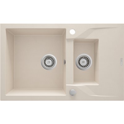 Évier en granit 1,5 cuve avec égouttoir - 78 x 49 x 19 - ANDANTE