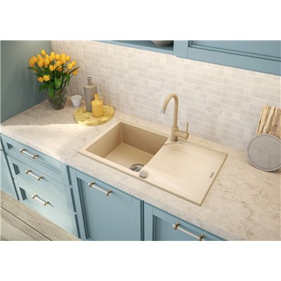 Évier en granit 1 cuve avec égouttoir - 78 x 44 x 19 - EVORA