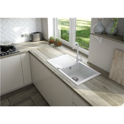 Évier en granit 1 cuve avec égouttoir - 78 x 44 x 19 - EVORA