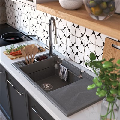 Évier en granit 1 cuve avec égouttoir - 82 x 50 x 21 - MAGNETIC