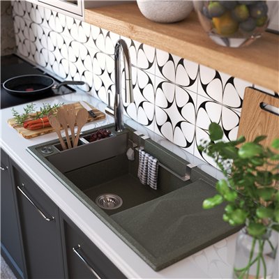 Évier en granit 1 cuve avec égouttoir - 82 x 50 x 21 - MAGNETIC