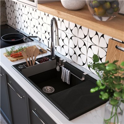 Évier en granit 1 cuve avec égouttoir - 82 x 50 x 21 - MAGNETIC