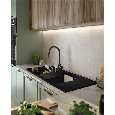 Évier en granit 2 cuves avec égouttoir - 86 x 50 x 21 - MAGNETIC