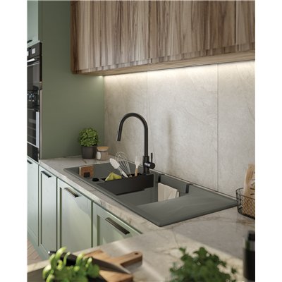 Évier en granit 2 cuves avec égouttoir - 86 x 50 x 21 - MAGNETIC