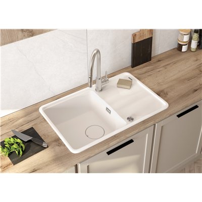 Évier en granit 1 cuve avec égouttoir - 78 x 50 x 22 / 67 x 44 x 22 - MOMI