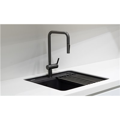 Évier en granit 1 cuve avec égouttoir - 78 x 50 x 22 / 67 x 44 x 22 - MOMI