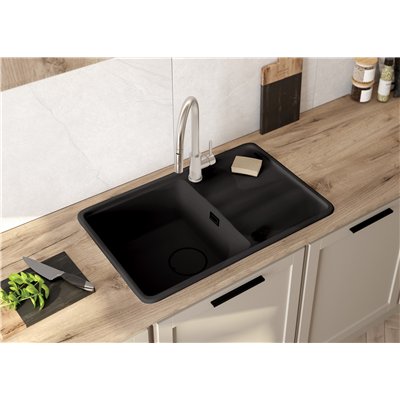 Évier en granit 1 cuve avec égouttoir - 78 x 50 x 22 / 67 x 44 x 22 - MOMI