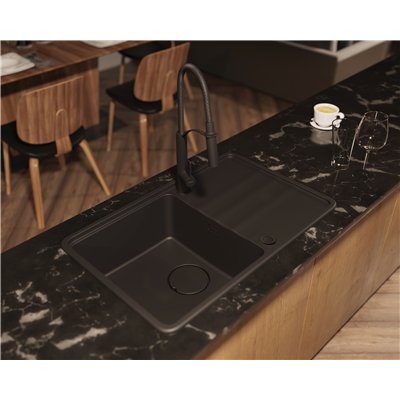 Évier en granit 1 cuve avec égouttoir - 78 x 50 x 22 / 67 x 44 x 22 - MOMI