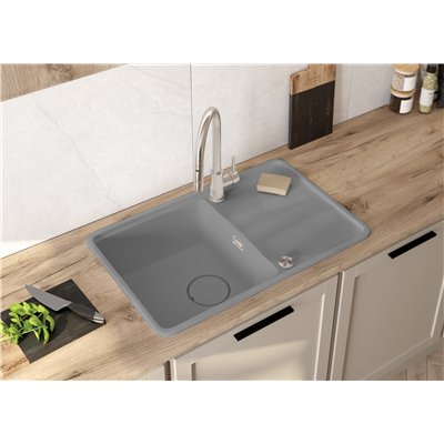 Évier en granit 1 cuve avec égouttoir - 78 x 50 x 22 / 67 x 44 x 22 - MOMI