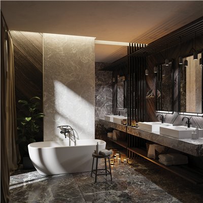 Mitigeur de bain mural avec douchette et inverseur - TEMISTO