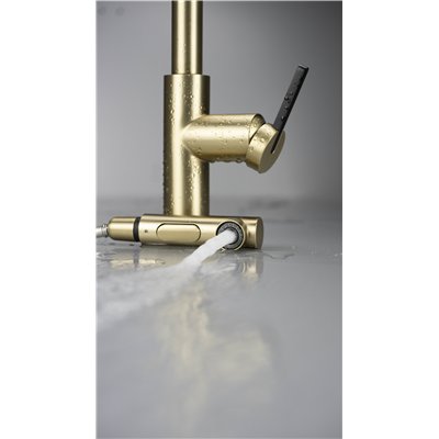 Mitigeur d’évier avec bec rectangulaire extractible et douchette 2 jets - MOMI