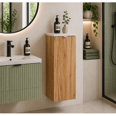 Meuble bas de salle de bain - 80 cm - Oak - 1 porte - LISOA
