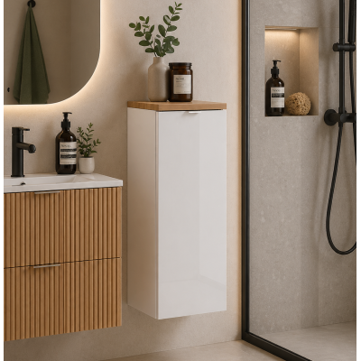Meuble bas de salle de bain - 80 cm - Blanc - 1 porte - LISOA