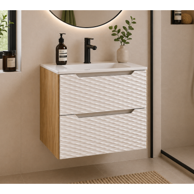 Meuble sous vasque de 60 cm - Beige - 2 tiroirs - SEA