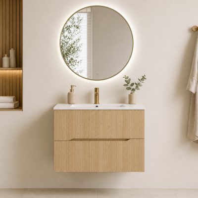 Meuble sous-vasque - L.80 x H.57 x P.45,8 cm - CREMA