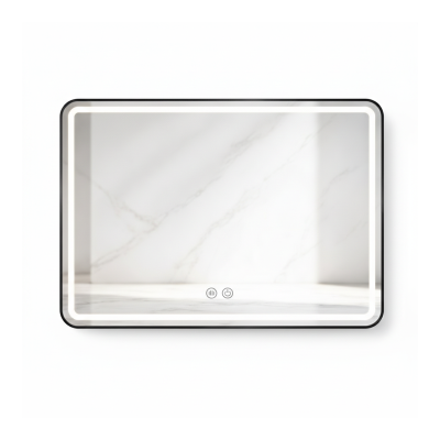 Miroir LED rectangulaire - 80 x 60 cm - Double éclairage LED façade et arrière - VALORIA