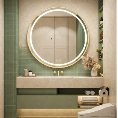 Miroir LED rond - 60 x 60 cm - Double éclairage LED façade et arrière - CÉLINA