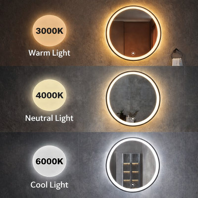 Miroir LED rond - 60 x 60 cm - Double éclairage LED façade et arrière - CÉLINA