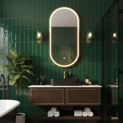 Miroir LED ovale - 50 x 70 cm - Éclairage LED en façade - OVALIA