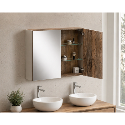 Armoire murale de salle de bain - 80 cm - avec Miroir - 2 portes - Bold