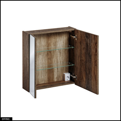 Armoire murale de salle de bain - 60 cm - avec Miroir - 2 portes - BOLD TAUPE