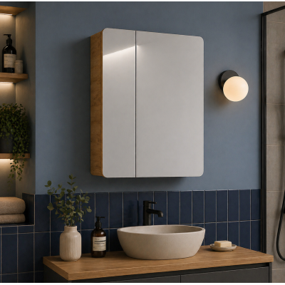 Armoire miroir de salle de bain - 60 cm - 2 portes - PASTI