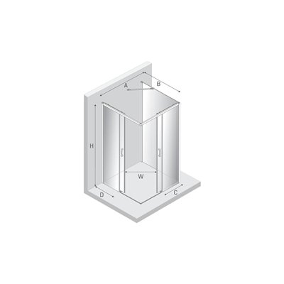 PRIME - Cabines de douche double porte coulissante d'angle