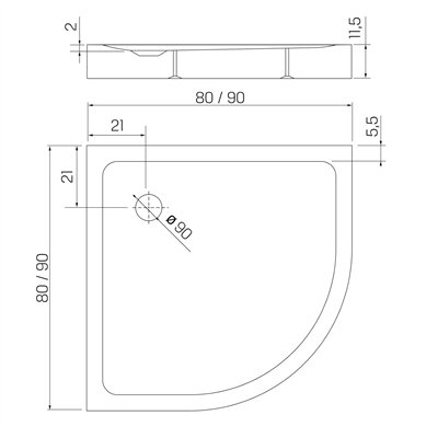 Receveurs de douche - Demi-Circulaire - H.11.5 - MILD