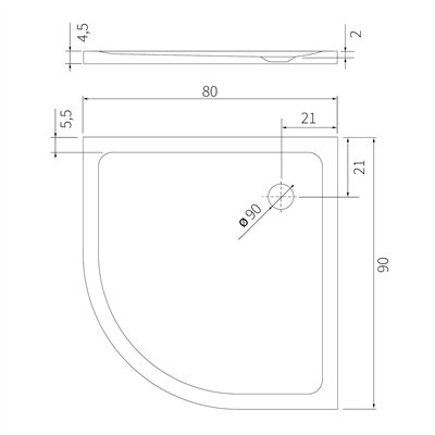 Receveurs de douche - Asymétrique - H.11.5 - MILD