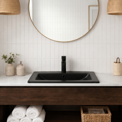 Vasque à encastrer rectangulaire SKAY - 60 x 46 cm - Céramique blanche