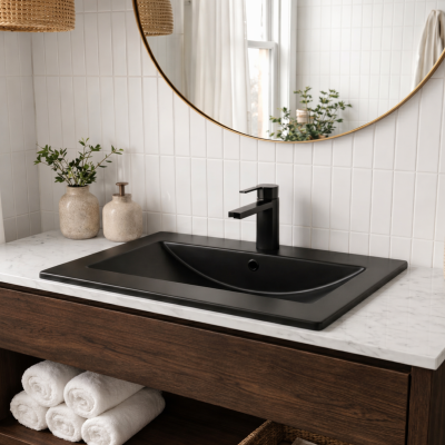 Vasque à encastrer rectangulaire SKAY - 60 x 46 cm - Céramique blanche