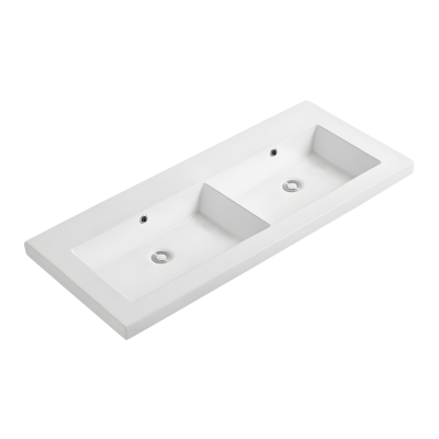 Double vasque à encastrer rectangulaire - 120 x 46 cm - Blanc brillant - LIVO