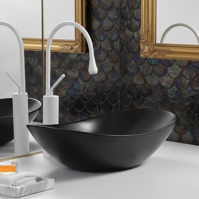 Vasque à poser ovale - 60 x 36 cm - Noir mat - KYRA