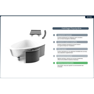 Baignoire asymétrique AVITA SLIM - 150 160 170 180 cm - Angle gauche ou droit