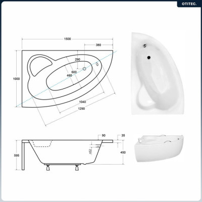 Baignoire rectangulaire NATALIA - 150 cm