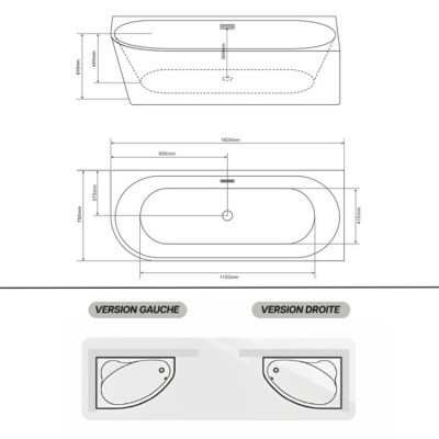 Baignoire d'angle asymétrique Integra