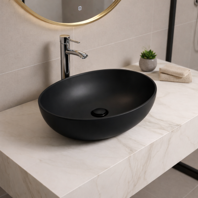 Vasque à poser arrondie -52 x 39,5 cm - ELORA