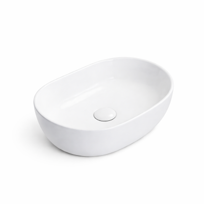 Vasque à poser arrondie -48 x 35 cm -Blanc mat -ALINA