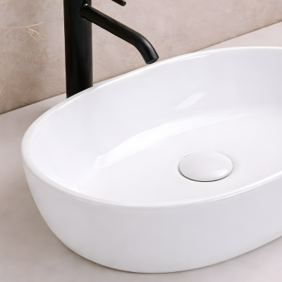 Vasque à poser arrondie -48 x 35 cm -Blanc mat -ALINA