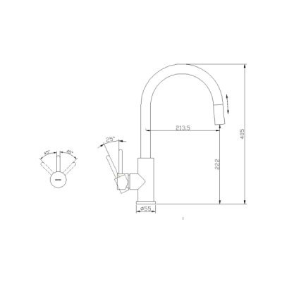 Omnires | Mitigeur de cuisine col de cygne douchette extractible - Collection Y