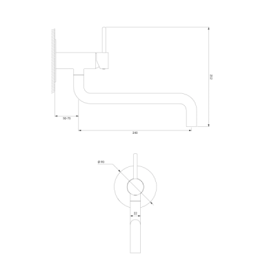 Mitigeur de lavabo mural – bec long pivotant - Chrome - Collection Y