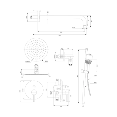 Système de douche à encastrer - Chrome - Collection Y