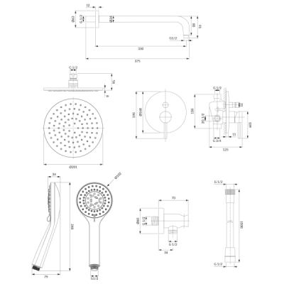 Omnires | Système de douche à encastrer - Chrome - Collection Y