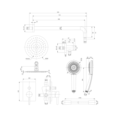 Système de douche à encastrer - Chrome - Collection Y
