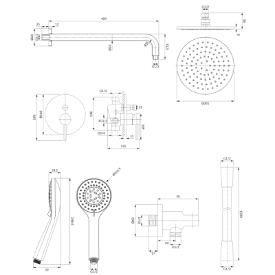 Omnires | Système de douche à encastrer - Collection Y