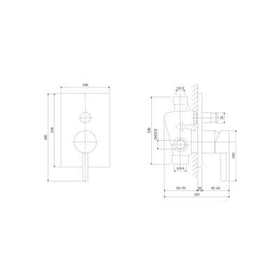 Omnires | Mitigeur douche/baignoire à encastrer - Chrome - Collection Y