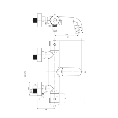 Mitigeur thermostatique pour baignoire - Chrome - Collection Y