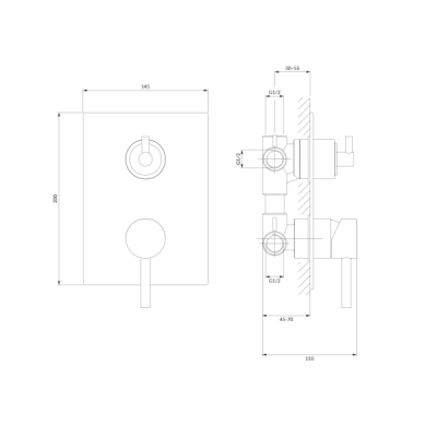 Mitigeur douche et baignoire 3 sorties à encastrer - Chrome - Collection Y
