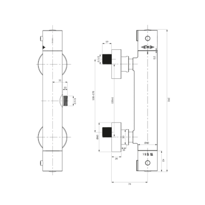 Omnires | Mitigeur thermostatique de douche à encastrer - Chrome - Collection Y